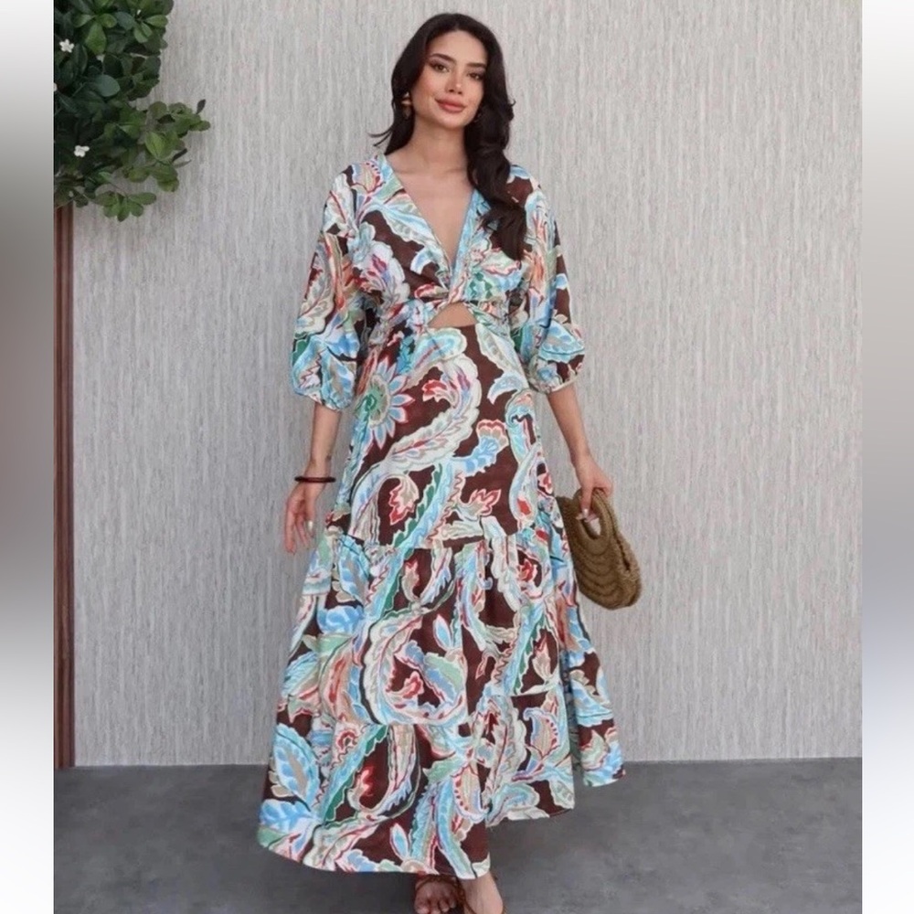 Zara NWT floral poplin midi dress 2584/185